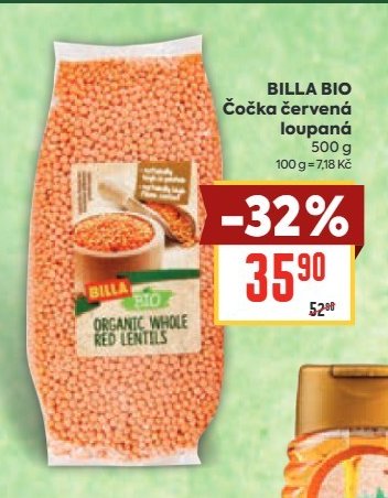BILLA BIO Čočka červená loupaná