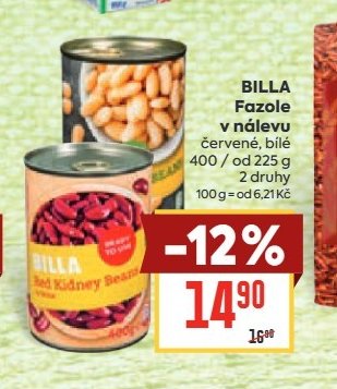 BILLA Fazole v nálevu