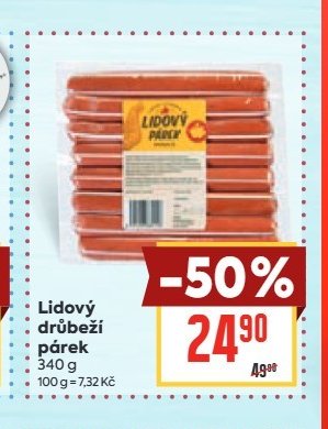 Lidový drůbeží párek