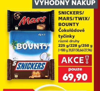 Snickers/Mars/Twix/Bounty čokoládové tyčinky - Kaufland aktualniletaky.eu