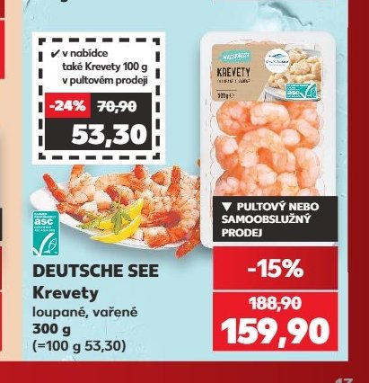 DEUTSCHE SEE Krevety loupane, vařené - Kaufland aktualniletaky.eu