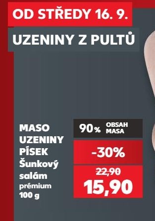 MASO UZENINY PÍSEK Šunkový salám prémium - Kaufland aktualniletaky.eu
