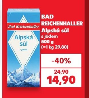 BAD REICHENHALLER Alpská sůl s jódem 500 g - Kaufland aktualniletaky.eu