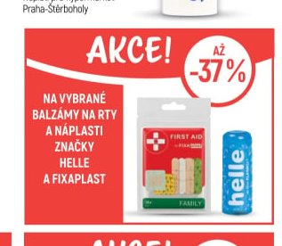 Na vybrané balzámy na rty a náplasti značky Helle a Fixaplast