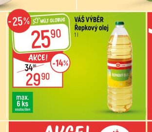 Váš výběr řepkový olej 1 l