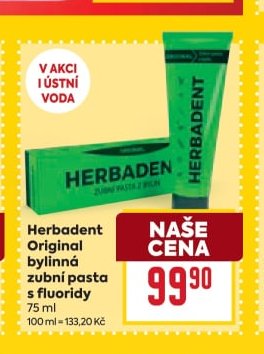 Herbadent Original bylinná zubní pasta s fluoridy - BILLA aktualniletaky.eu
