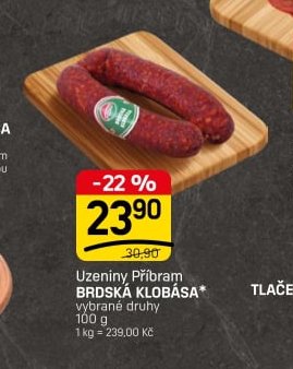 Uzeniny Příbram BRDSKÁ KLOBÁSA