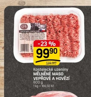 Kostelecké uzeniny MĚLNĚNÉ MASO VEPŘOVÉ A HOVĚZÍ