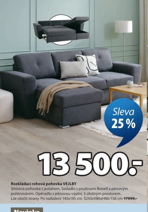 Rozkládací rohová pohovka VEJLBY - Jysk aktualniletaky.eu