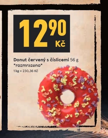 Donut červený s číslicemi 56 g