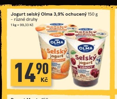 Jogurt selský Olma 3,9% ochucený 150 g