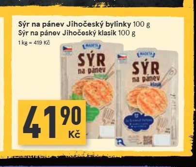 Sýr na pánev Jihočeský bylinky 100 g / Jihočeský klasik 100 g
