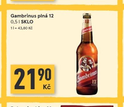 Gambrinus plná 12 0,5 l SKLO