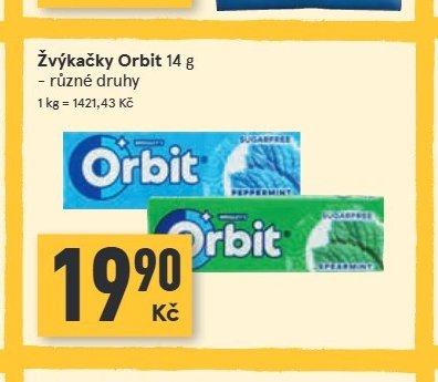 Žvýkačky Orbit 14 g