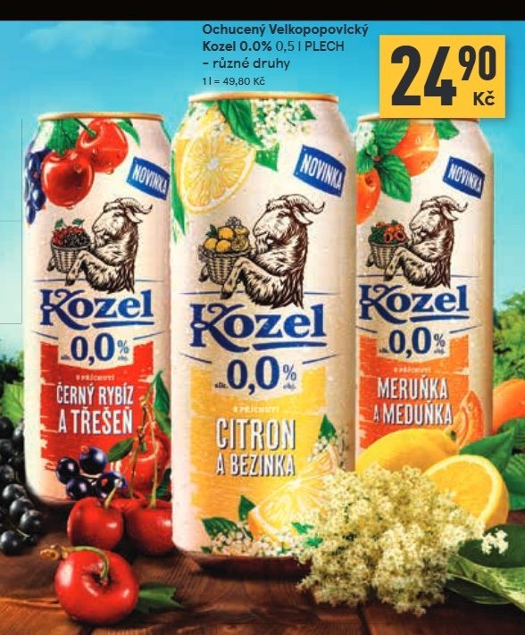 Ochucený Velkopopovický Kozel 0,0% 0,5 l PLECH