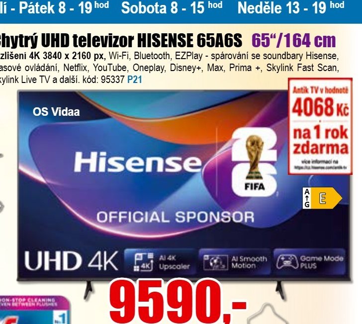 Chytrý UHD televizor HISENSE 65A6S
