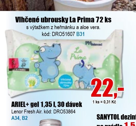 Vlhčené ubrousky La Prima 72 ks