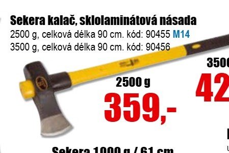 Sekera kalač, sklolaminátová násada