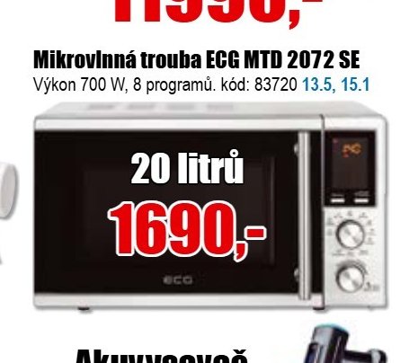 Mikrovlnná trouba ECG MTD 2072 SE