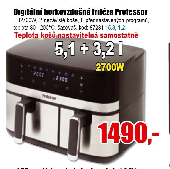 Digitální horkovzdušná fritéza Professor