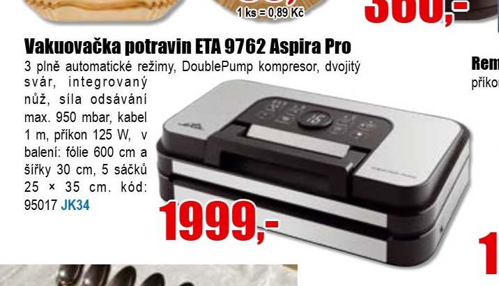 Vakuovačka potravin ETA 9762 Aspira Pro