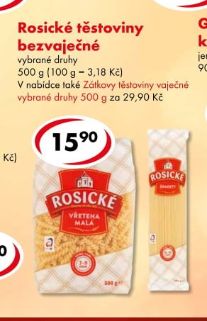 Rosické těstoviny bezvaječné