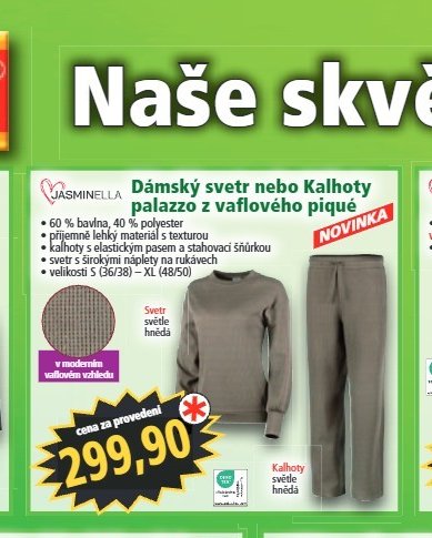 Dámský svetr nebo Kalhoty palazzo z vaflového pique