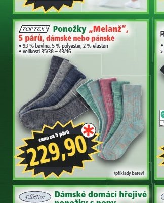 Ponožky „Melanž“, 5 párů