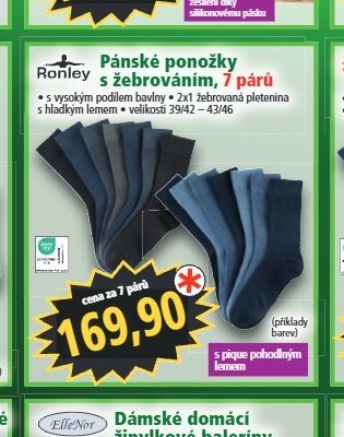 Pánské ponožky s žebrováním, 7 párů