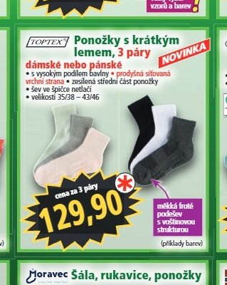 Ponožky s krátkým lemem, 3 páry