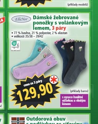 Dámské žebrované lemem, 3 páry