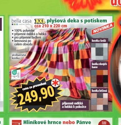 bella casa XXL plyšová deka s potiskem