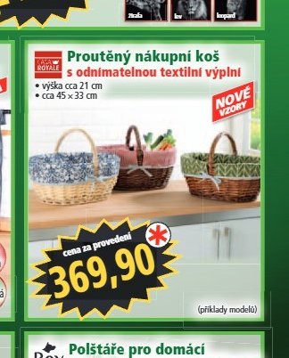 Proutěný nákupní koš s odnímatelnou textilní výplní