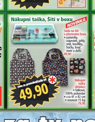 Nákupní taška, šití v boxu