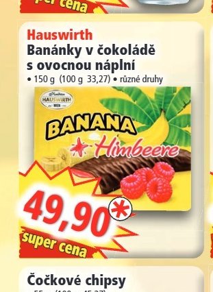 Hauswirth Banánky v čokoládě s ovocnou náplní