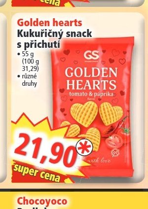 Golden hearts Kukuřičný snack s příchutí