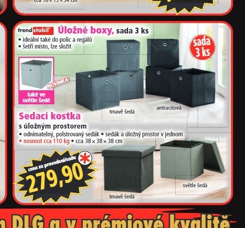 trend stabil Úložné boxy, sada 3 ks