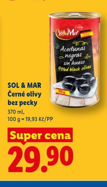 SOL & MAR Černé olivy bez pecky