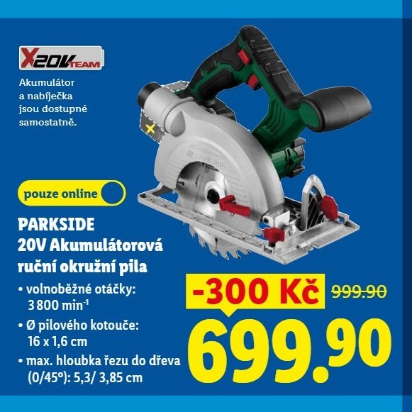 PARKSIDE 20V Akumulátorová ruční okružní pila