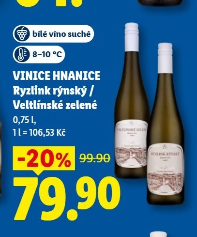 VINICE HNANICE Ryzlink rýnský / Veltlínské zelené, 0,75 l - Lidl aktualniletaky.eu