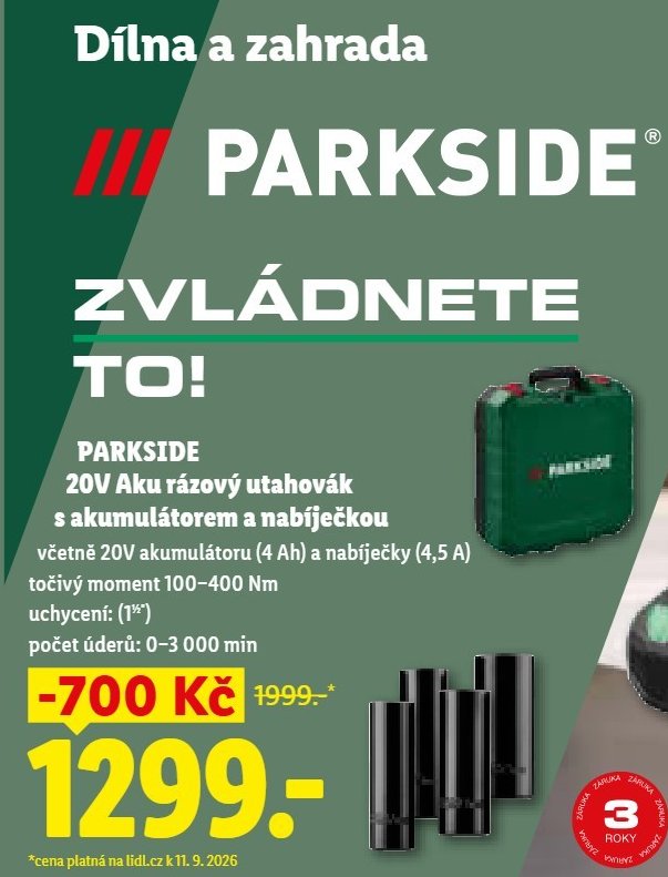 PARKSIDE 20V Aku rázový utahovák s akumulátorem a nabíječkou - Lidl aktualniletaky.eu