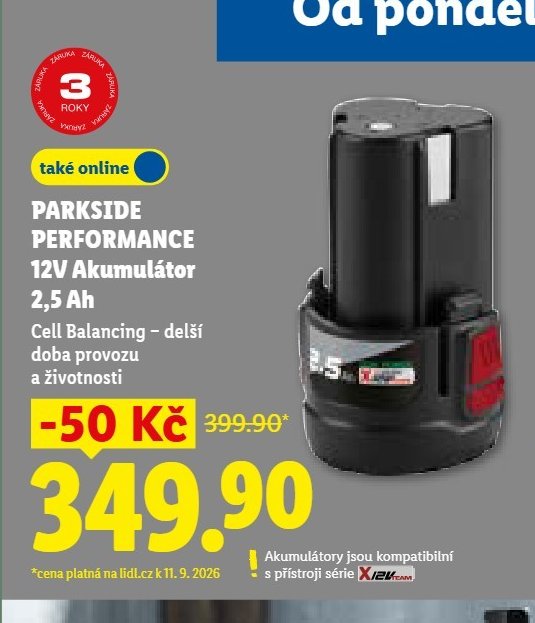 PARKSIDE PERFORMANCE 12V Akumulátor 2,5 Ah