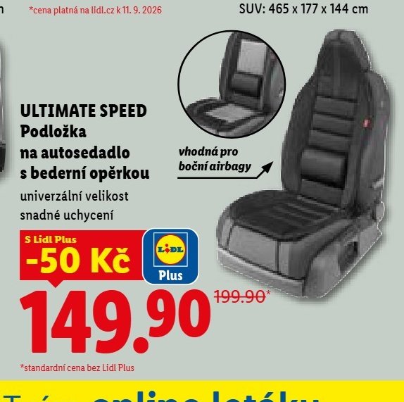 ULTIMATE SPEED Podložka na autosedadlo s bederní opěrkou