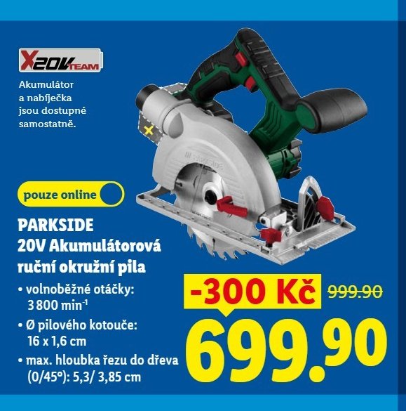 PARKSIDE 20V Akumulátorová ruční okružní pila - Lidl aktualniletaky.eu