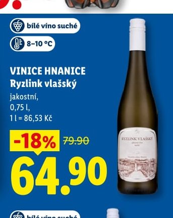 VINICE HNANICE Ryzlink vlašský, 0,75 l