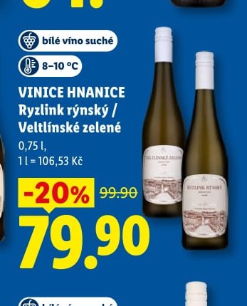 VINICE HNANICE Ryzlink rýnský / Veltlínské zelené, 0,75 l