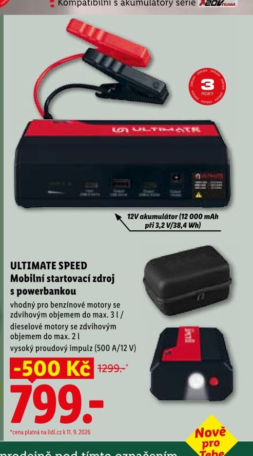 ULTIMATE SPEED Mobilní startovací zdroj s powerbankou