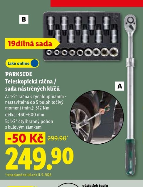 PARKSIDE Teleskopická ráčna / sada nástrčných klíčů