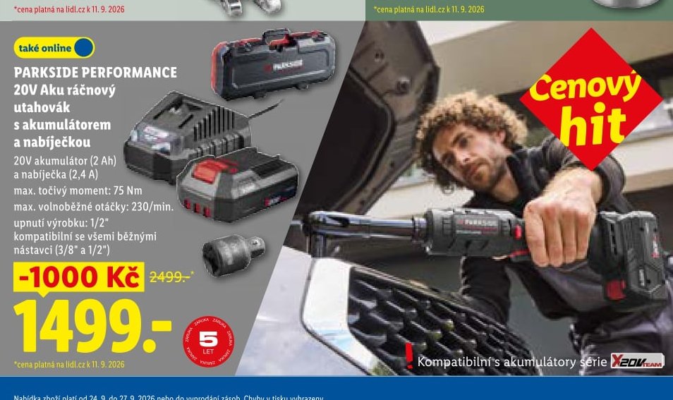 PARKSIDE PERFORMANCE 20V Aku ráčnový utahovák