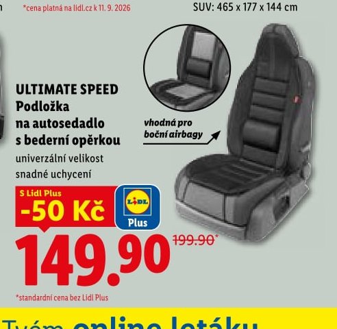 ULTIMATE SPEED Podložka na autosedadlo s bederní opěrkou
